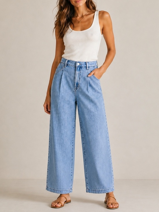 Madewell Denim - Madewell The Harlow Wide Leg Pleated Jeans size 29